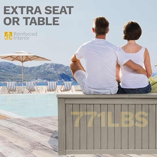 dwvo 180 gallon xl deck box with divider, side view