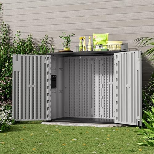 mrosaa outdoor storage cabinet for patio & garden, side view