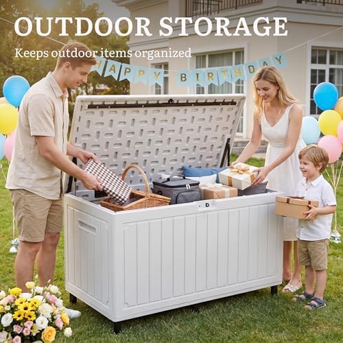 yitahome 90 gallon outdoor deck box with 6, close-up detail