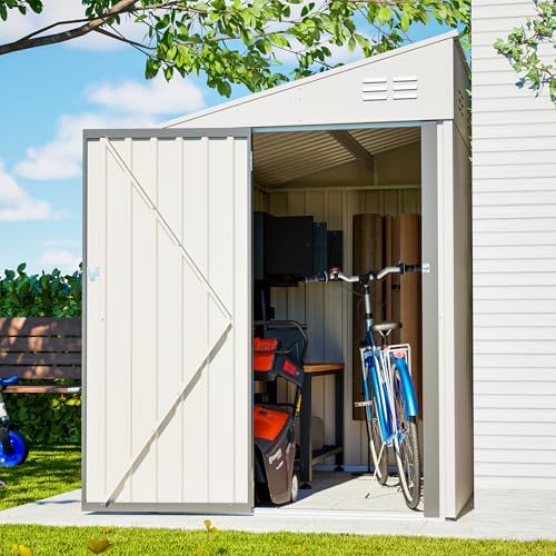 yopto 4x7 ft outdoor storage shed lean to shown in use