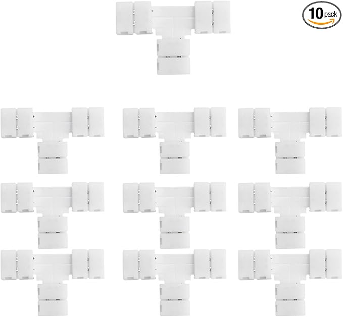 LightingWill 10pcs/Pack T Shape Solderless Snap Down 2Pin Conductor LED Strip by LightingWill