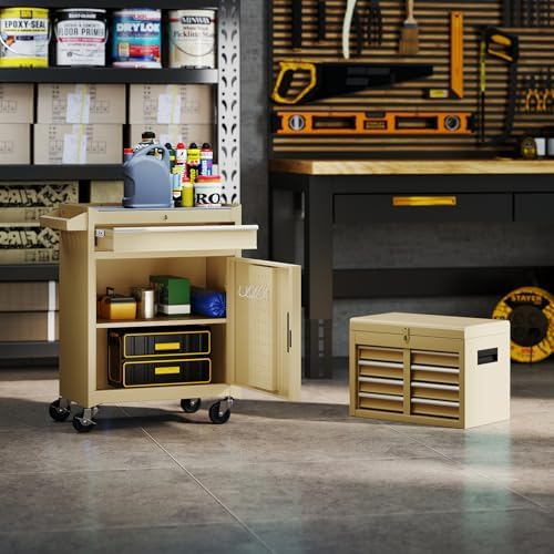 goplus tool chest, 5 drawers rolling tool cabinet, front angle view