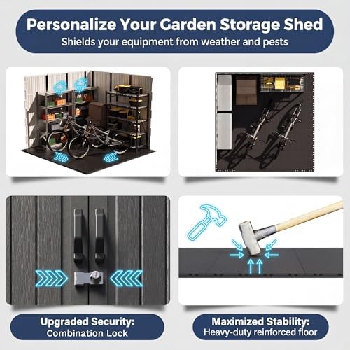 devoko 8 x 8 ft outdoor storage shed, close-up detail