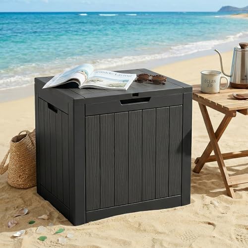 efu outdoor storage box 42 gallon deck box on a desk or shelf