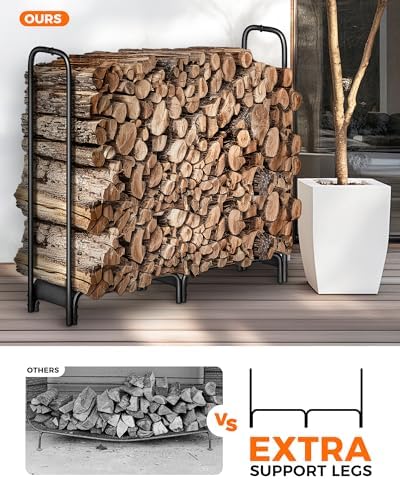 firewood rack，4ft heavy duty fire wood storage racks shown in use