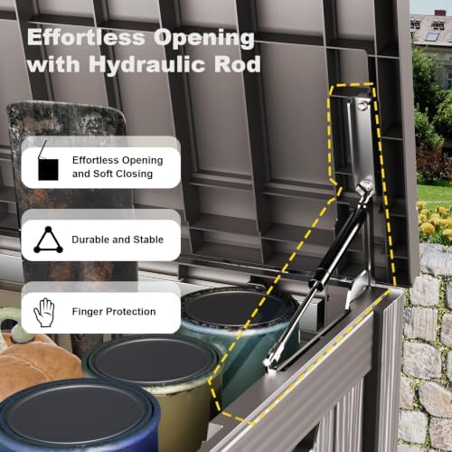 easyup 220 gallon deck box waterproof lockable outside shown in use
