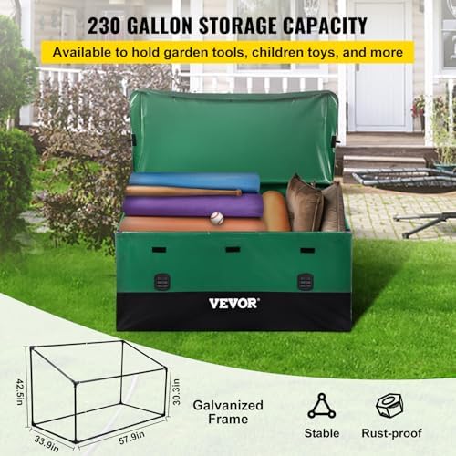 vevor outdoor storage box, 230 gallon waterproof pe, side view