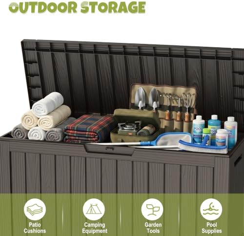 drato 155 gallon deck box waterproof outdoor storage, front angle view