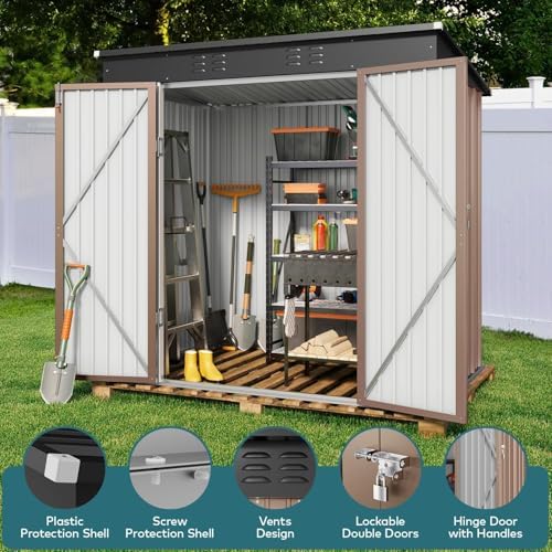 gizoon 6x4 ft outdoor shed, metal garden shed, side view