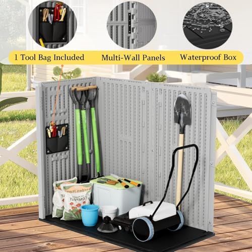zzm 37 cu.ft outdoor storage shed double-wall hdpe on a desk or shelf