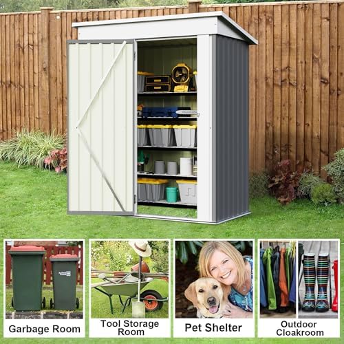 jummico metal outdoor storage shed 5 x 3 on a desk or shelf