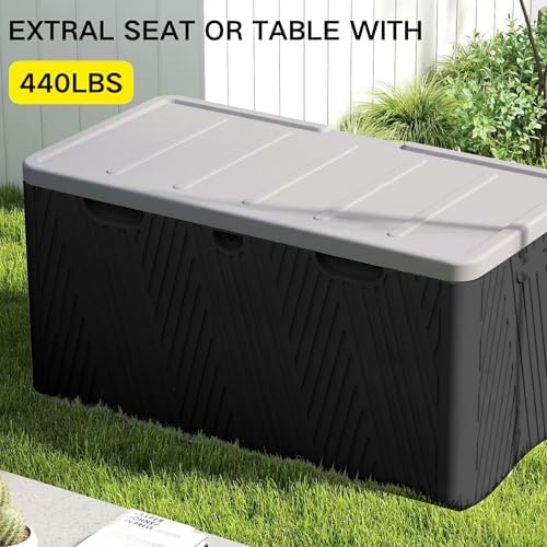 kingdura 110 gallon outdoor storage box, waterproof resin, side view
