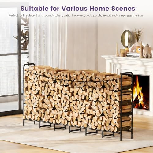 heavy duty firewood rack, metal log holder for on a desk or shelf