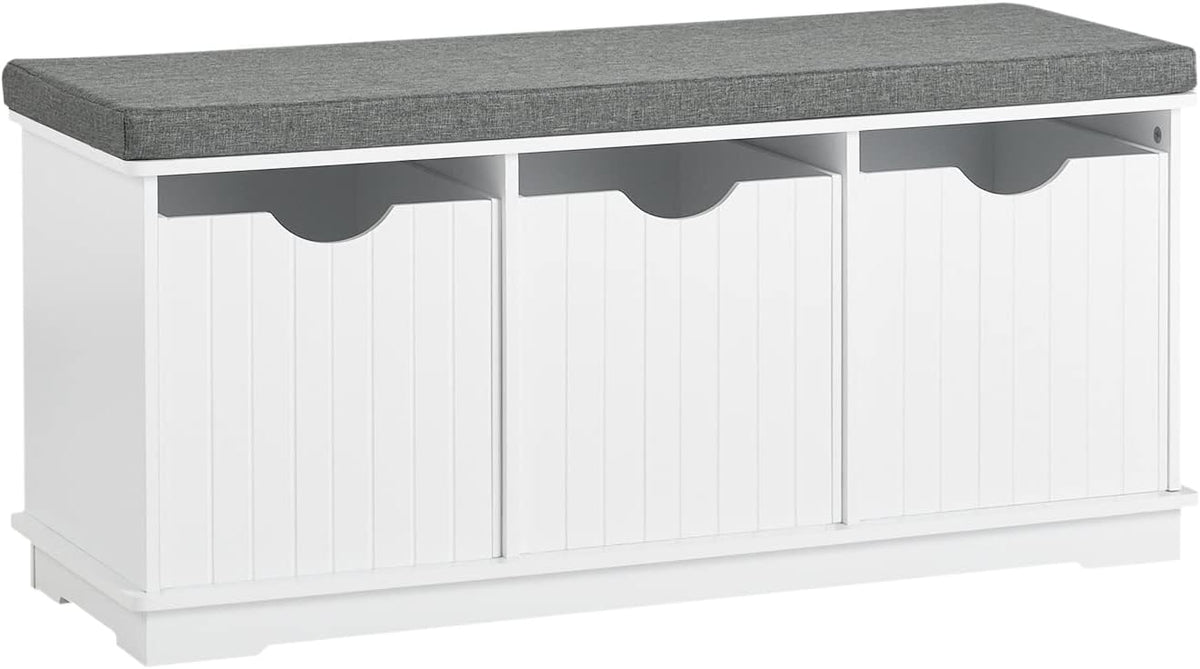 haotian white storage bench with drawers & seat, main product view