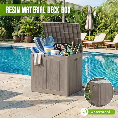 drato 35 gallon outdoor storage box waterproof lockable showing dimensions