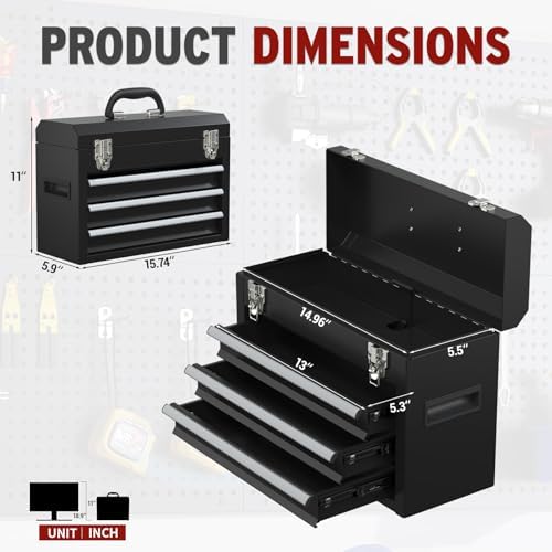 3 drawers small tool box, portable 3 drawer shown in use