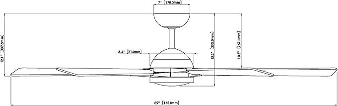 Rotary Indoor and Outdoor 5-Blade 65in Smart Home Ceiling Fan in Matte Black - Image 9