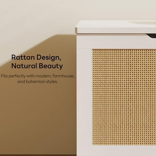 likimio 47.2-inch rattan storage bench with safety hinges, close-up detail