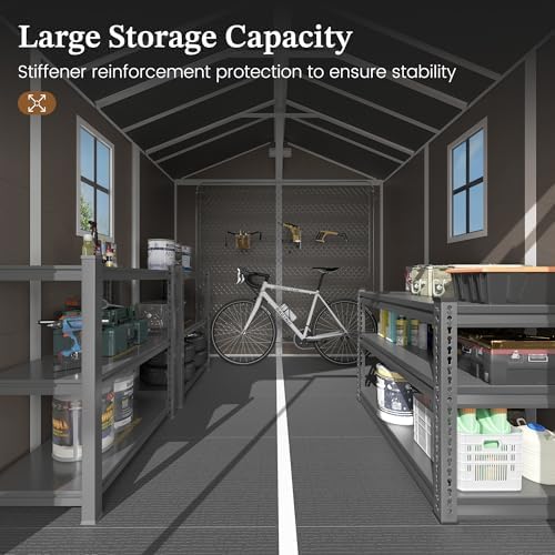udpatio outdoor resin storage shed 7.5x10 ft, plastic, close-up detail