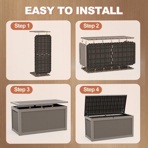 efu outdoor storage box 360 gallon deck box on a desk or shelf
