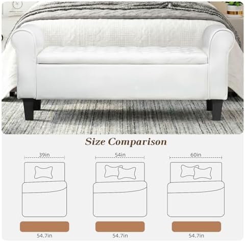ecotouge 55" storage ottoman bench for living room, front angle view