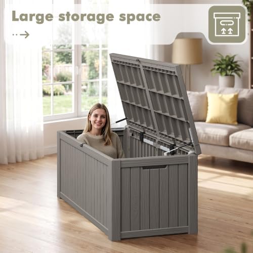 kamaboko outdoor storage box, 230 gallon deck box shown in use
