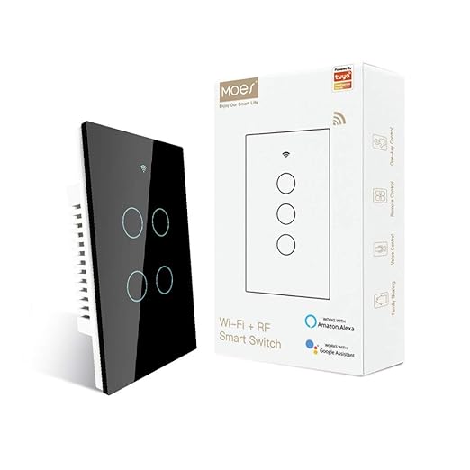MOES 2.4GHz WiFi Wall Touch Smart Switch Neutral Wire Required, 3 Way by MOES