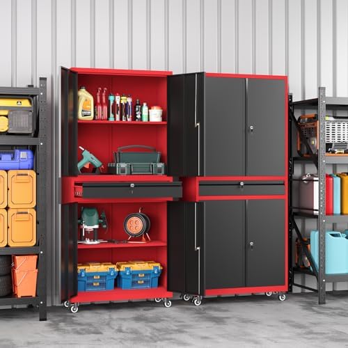 metal garage storage cabinet with wheels, rolling garage, main product view
