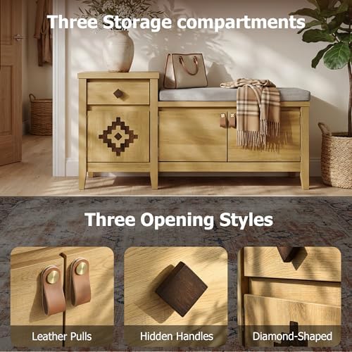 entryway bench with storage, 3 in 1 storage showing dimensions