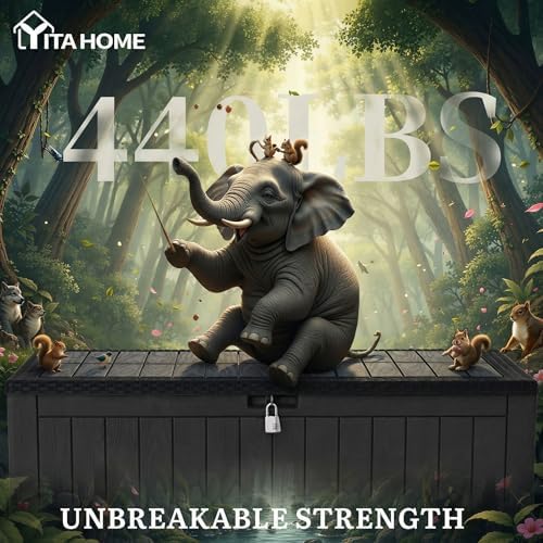 yitahome 134 gallon large outdoor storage box with, side view