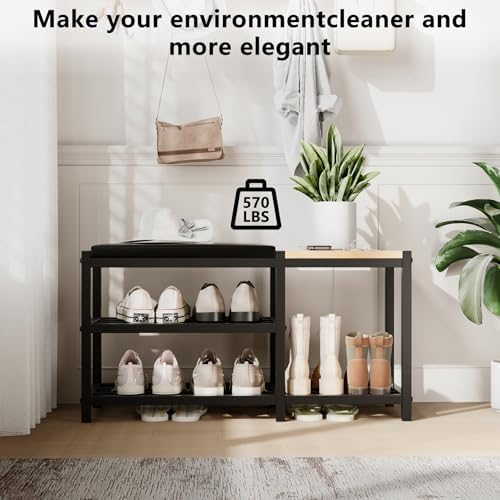 shoe bench with shoe rack,shoe rack for entryway,supports, close-up detail