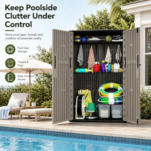 addok 57 cu.ft outdoor storage shed,resin storage cabinet, view 9