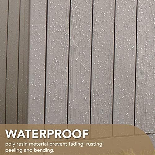 devoko 31 gallon lightweight resin deck box waterproof showing dimensions