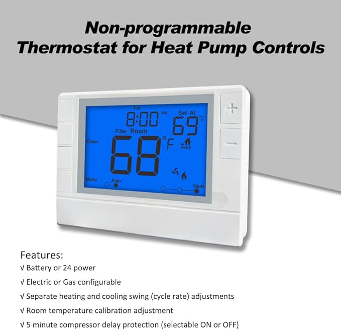 Thermostat for Home, Premium Heat Pump Room Temperature Controller, - Image 2