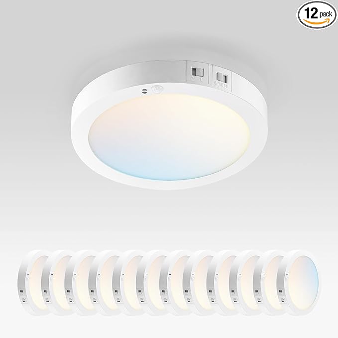 ASD LED 7" Round Flush Mount Ceiling Light Fixture, Low Profile Surface by ASDLightingCorporation