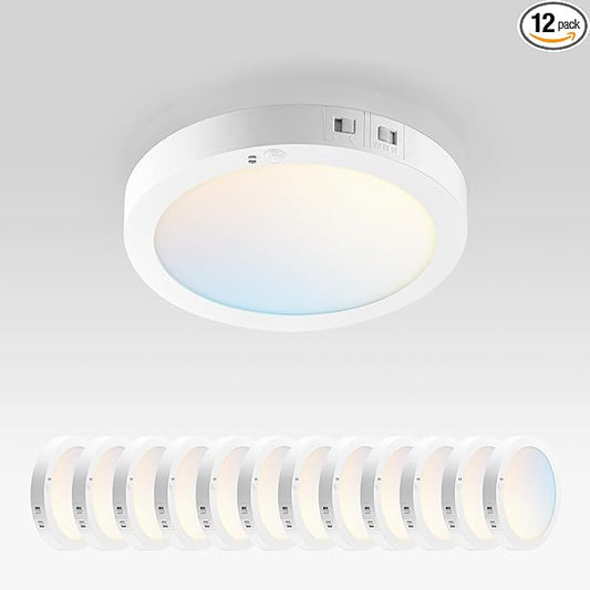 ASD LED 7" Round Flush Mount Ceiling Light Fixture, Low Profile Surface by ASDLightingCorporation