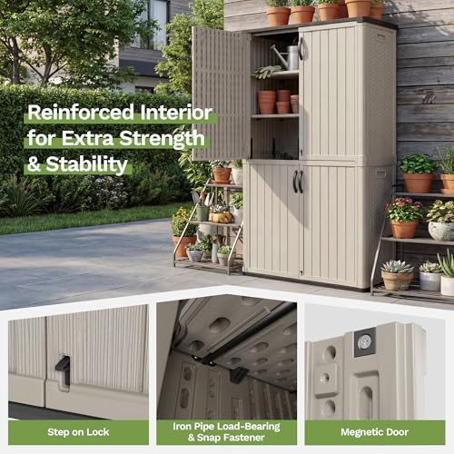 patiowell 50 cu.ft plastic vertical outdoor storage shed, package contents