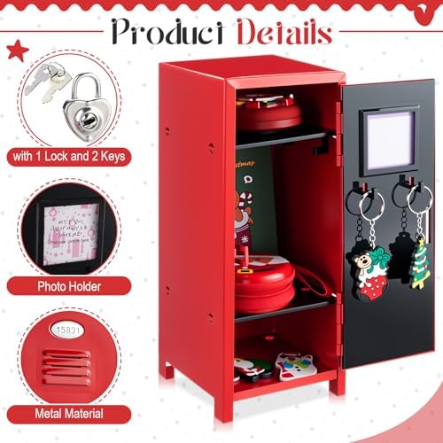 vercraft 2 pcs mini metal locker with lock, side view