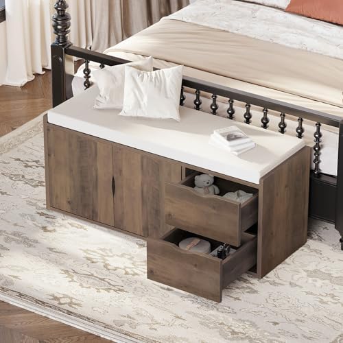 lvb entryway bench with storage, 40" shoes bench, front angle view