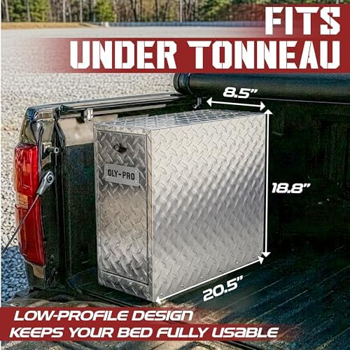 truck bed tool box with 5-drawer slides |, close-up detail