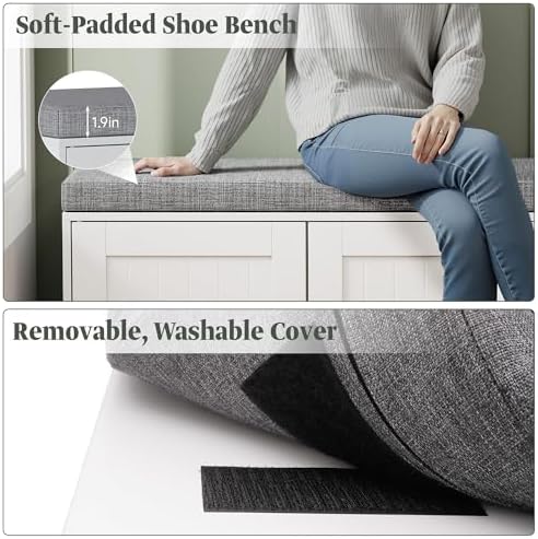 turosur shoe storage bench for entryway with padded, package contents
