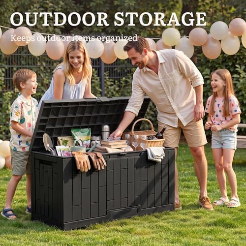 yitahome 60 gallon outdoor storage box shown in use