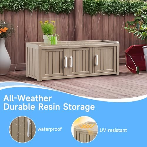 3 doors shoe bench, waterproof & uv-resistant, resin on a desk or shelf