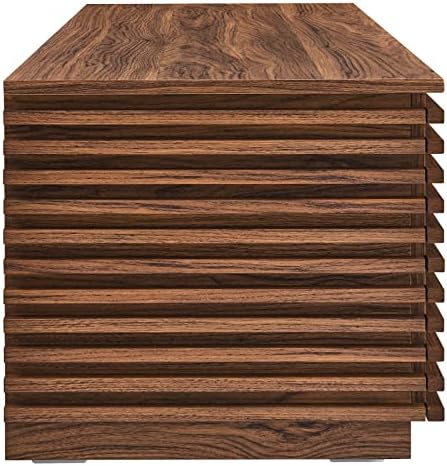 modway render 47" wood grain storage bench in, close-up detail