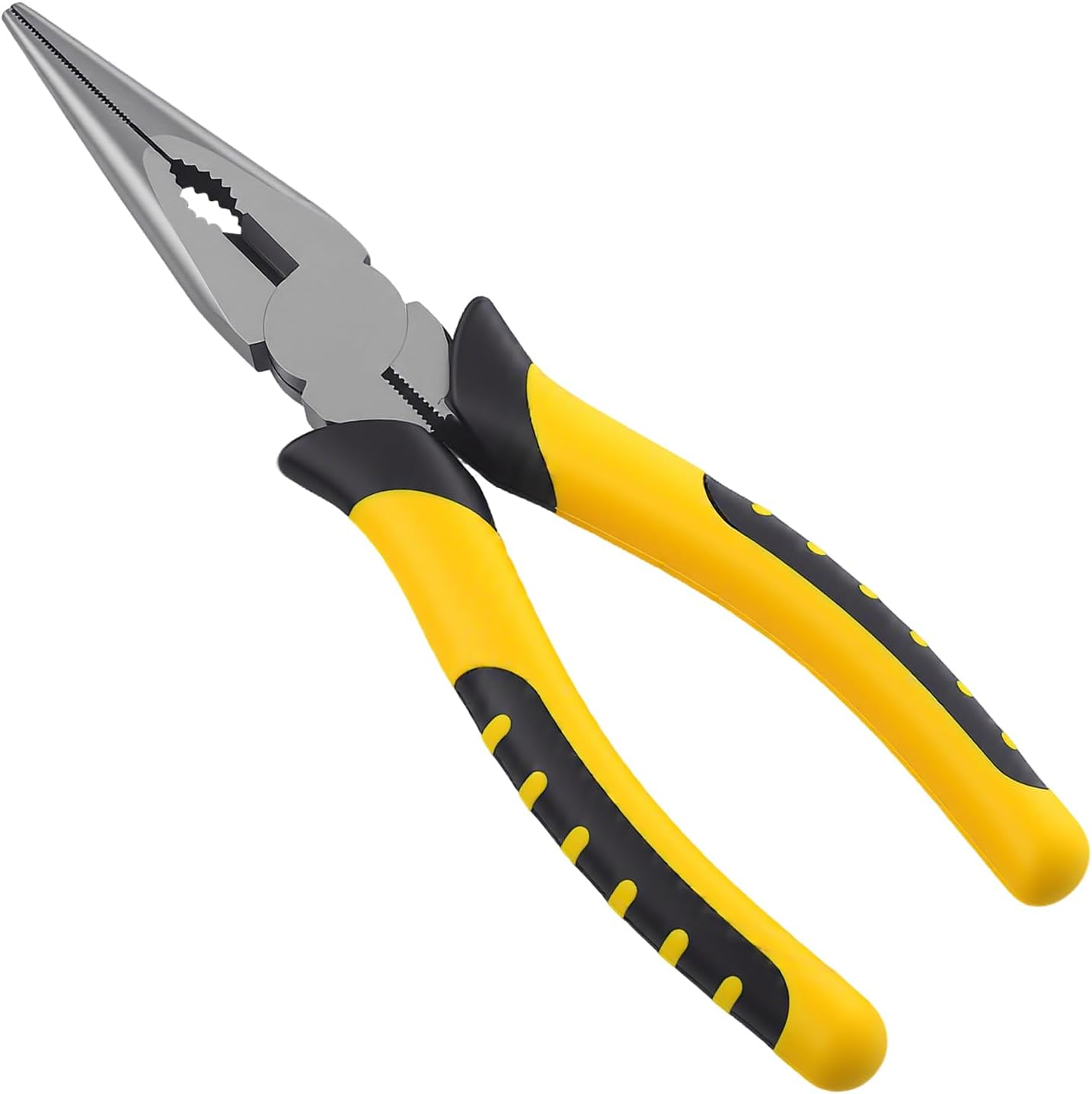 8-Inch Premium Needle Nose Pliers, Wiojided HCS Precision Long Nose Pliers | Plier with Wire Cutter, Anti-Slip Soft Grip, Paper Clamp Design for Home, Jewelry, Crafts, Fishing, Narrow Spaces