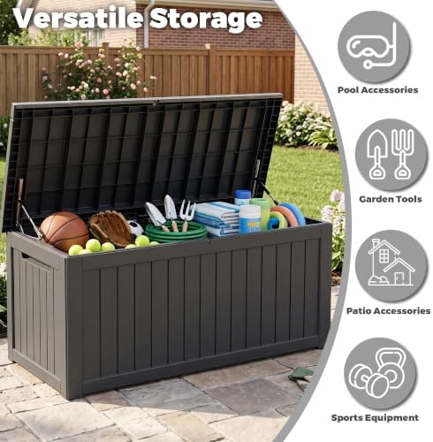 300 gallon resin deck box waterproof outdoor storage, view 9