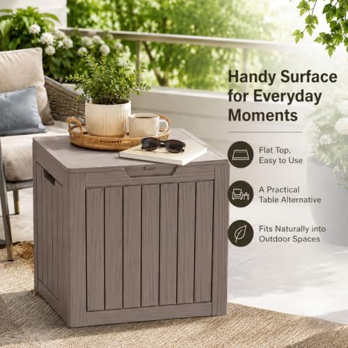 outdoor storage box resin deck box waterproof gray, view 9