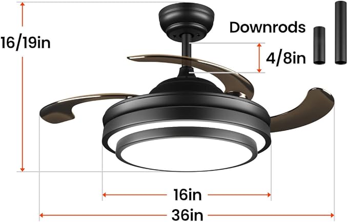 LIGHTIMES 36 Inche Modern Black Ceiling Fan - Image 2