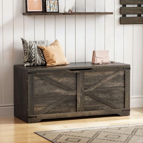 dwvo wooden storage bench, farmhouse storage chest, 39.4"l shown in use