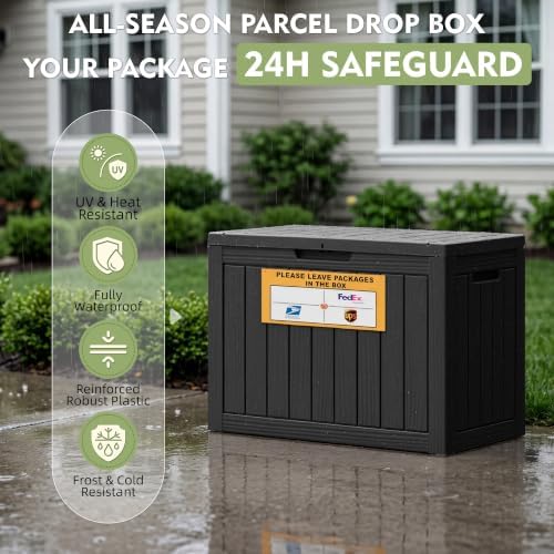 package delivery box for outside with sign 50, side view